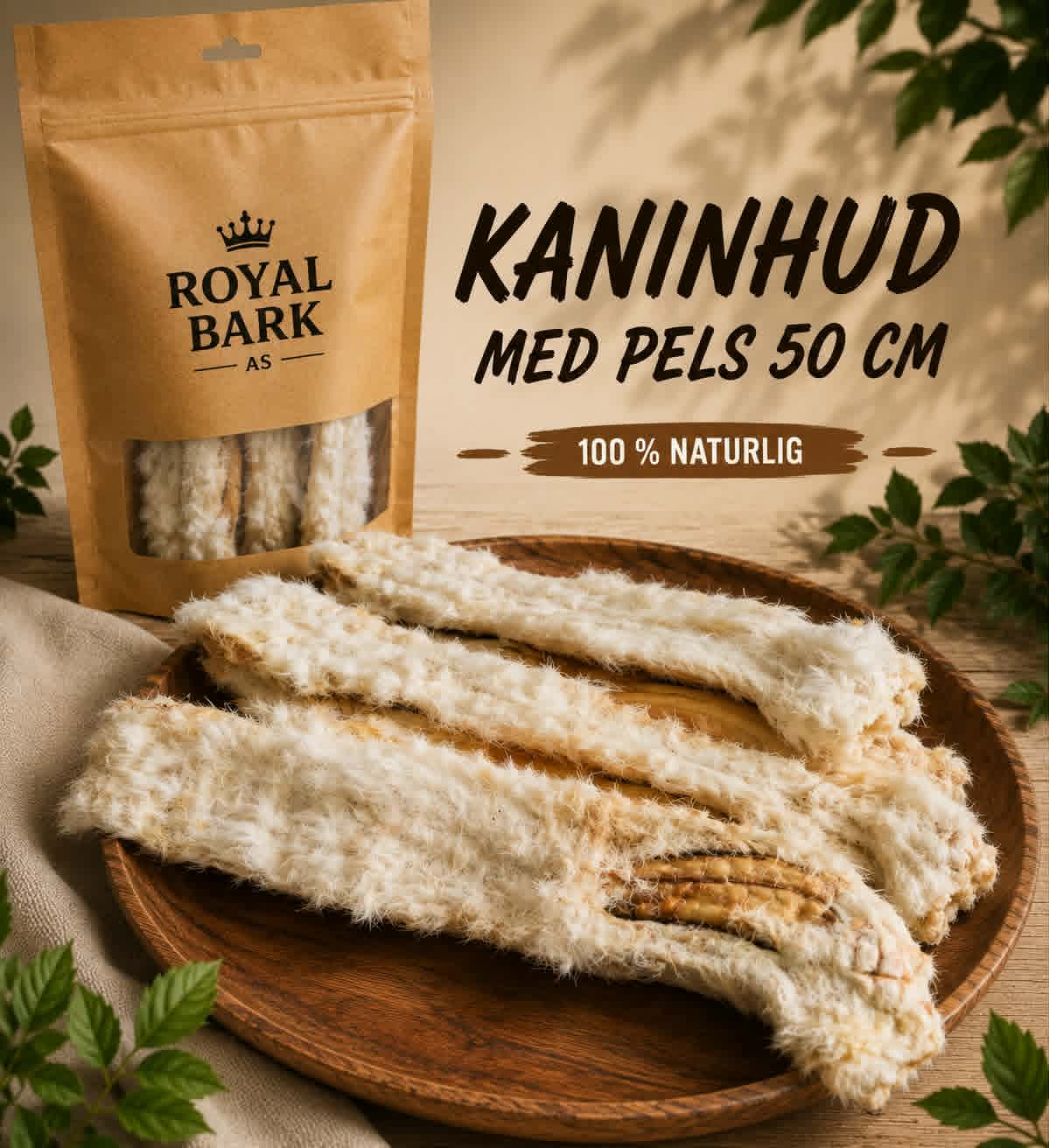 Kaninhud med pels 50 cm