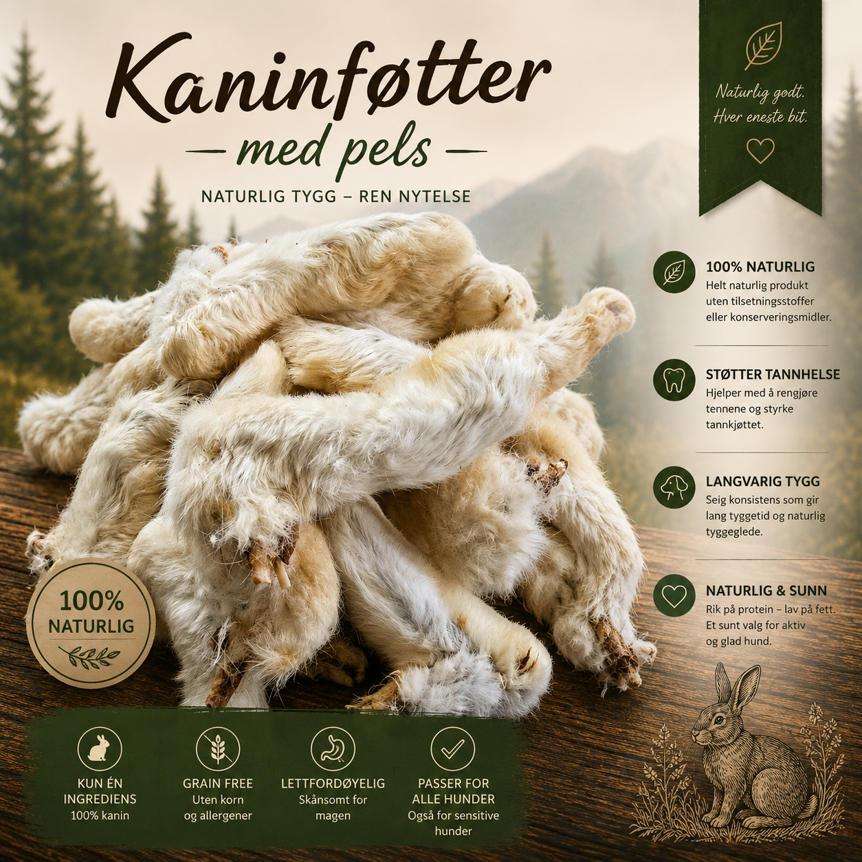 Kaninføtter med pels